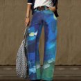 thumbnail image 2 of Yievot Palazzo Pants for Women XL Blue Clearance Womens Thin Casual Skinny Button Pants Elastic Waist Stretch Printing Trousers, 2 of 7