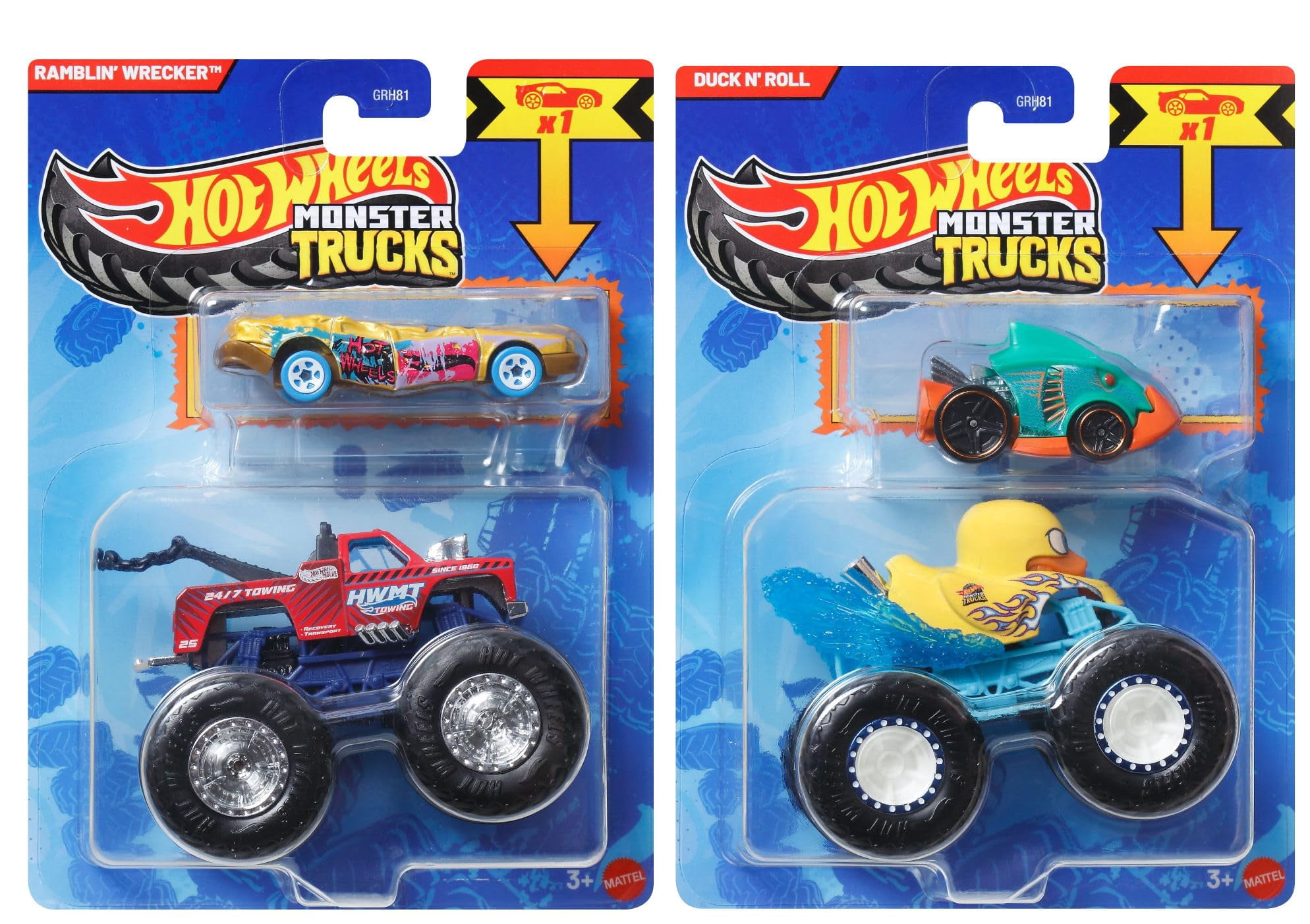 Hot Wheels Monster Trucks 8-Pack with Bonus Cars, GRH81-999R Bundle, Ages 3+