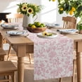 thumbnail image 2 of Farmhouse Pink Cotton Linen Table Runner for Dining Kitchen, Vintage Flower Leaf Botanical Plant Wedding Outdoor Party Tablerunners Decoration, Dresser Scarf Coffee Tablecloth Runners 13x120 Inches, 2 of 9