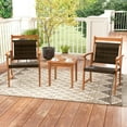 thumbnail image 4 of Costway 3PCS Patio Rattan Bistro Set Acacia Wood Frame Armrest Chairs Garden, 4 of 8