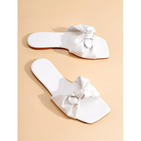 

Women s Twist Open Toe Flat Slide Sandals Casual Summer Fashion Walking Slippers Shoes White EUR37(6.5)