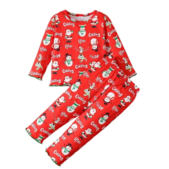 Wenfanal Boys Pjs Long Sleeve Boys Pajamas Kids Toddler Girl Pajamas Pj Set Girls Christmas Comfortable Breathable Long Sleeved Home Clothes Cute Pattern Homewear Set Size 3-4 Years,Red