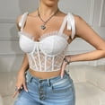 thumbnail image 3 of Mittory Lace Bralette for Women V Neck Bustier Corset Tops with Underwired Racerback Adjustable Strap Crop Top, 3 of 8