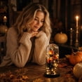 thumbnail image 6 of Halloween Skeleton Decorations, 8 Inch Light Up Halloween Decorations with Warm Fairy Lights, Gothic Halloween Decor Glass Cloche with Base for Indoor Home Party Table Display, 1, 6 of 6