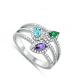 thumbnail image 4 of Multi-color Studded Promise Ring .925 Sterling Silver Band Cubic Zirconia Jewelry Female Size 10, 4 of 4