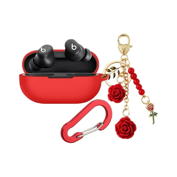 Funda protectora de silicona para auriculares Beats Solo Buds, a prueba de golpes, color rojo