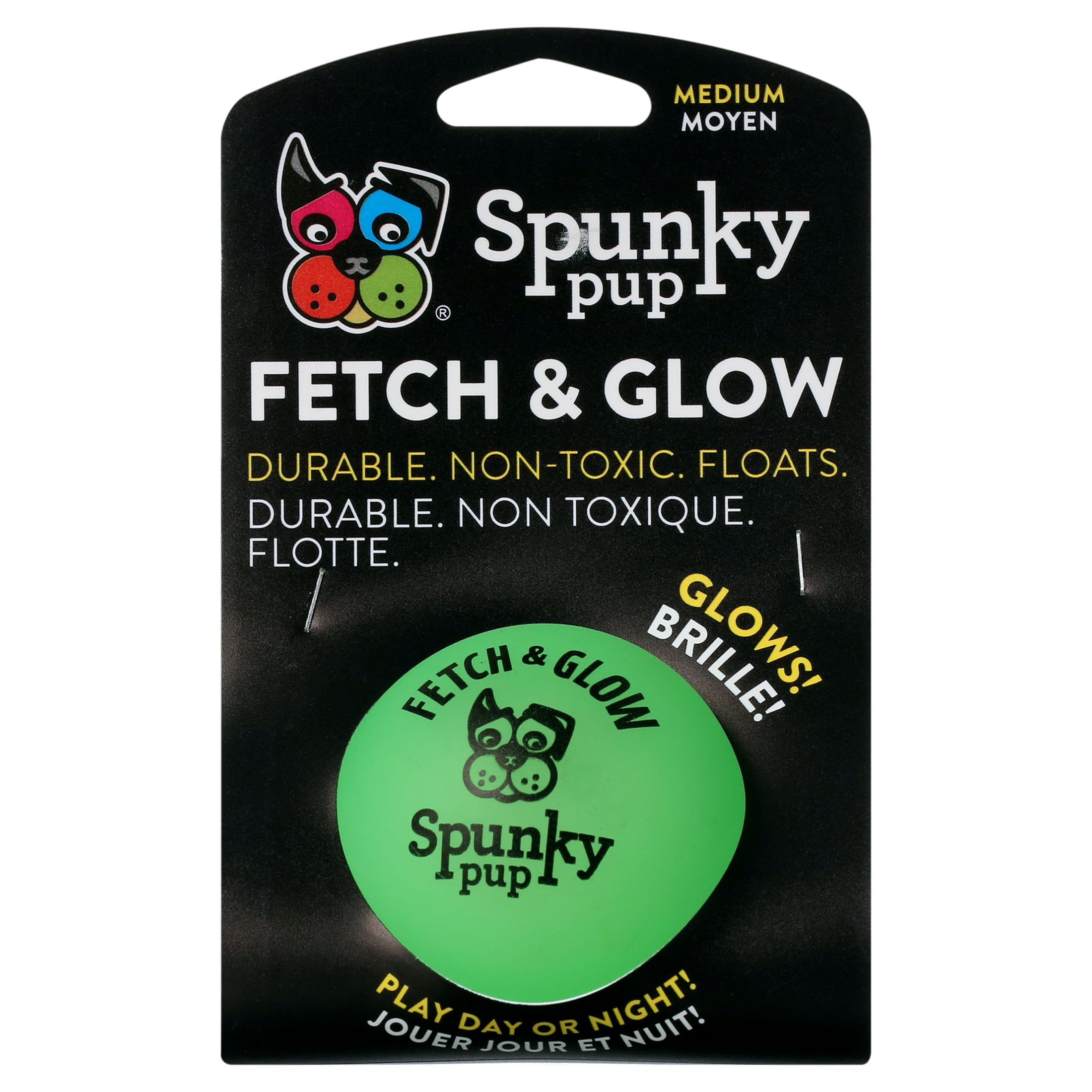 (3 pack) Spunky Pup Fetch & Glow Ball Medium Dog Toy