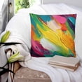 thumbnail image 3 of 18x18 Pillow Covers Set of 2, Colorful Pigment Throw Pillow Covers Decorative Couch Cushion Case, Abstract Color Block Oil Painting Microfiber Square Pillowcases for Bedroom Car Living Room, 3 of 7