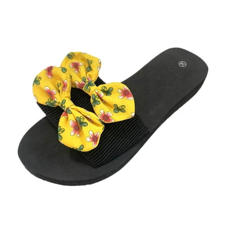 

nsendm Womens Summer Sandals Size 8 Slippers For Women Ladies Summer Bohemian Bow Olive Sandals for Women Heels Sandal Yellow 7.5