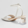 thumbnail image 4 of FSJ Women Ankle Strap Square Open Toe Pumps Strappy Clear Chunky Block Low Heeled Sandals Comfort Daily Work Party Dress Shoes Size 5.5 White, 4 of 4