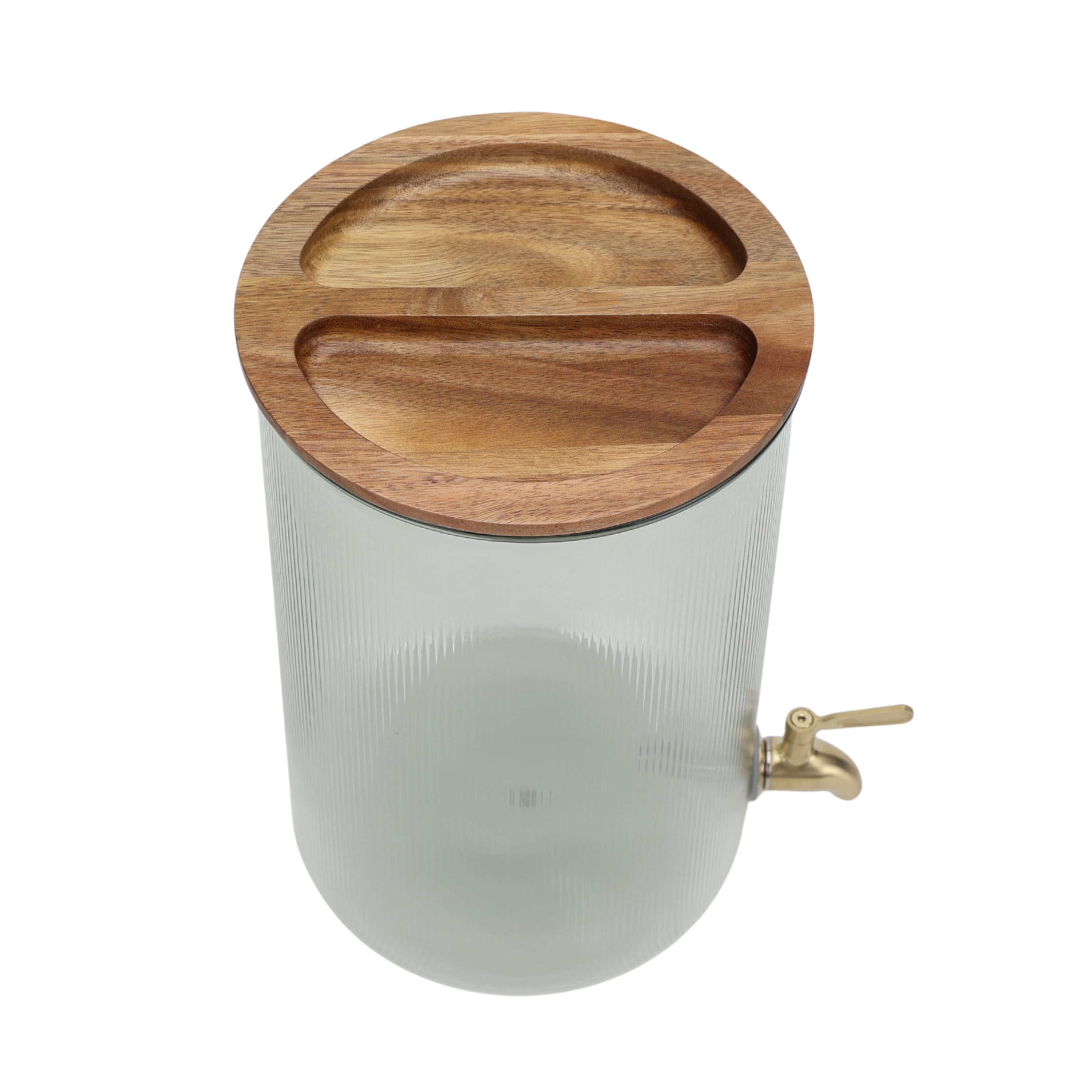 Better Homes and Gardens 2-Gallon Green Countertop Beverage Dispenser with Acacia Wood Lid