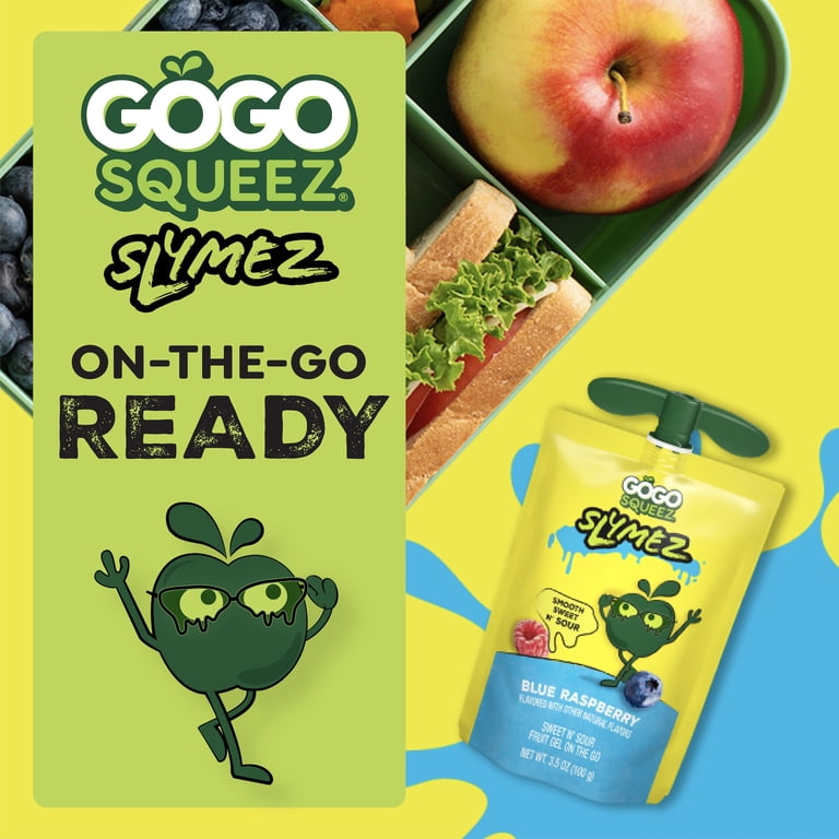 GoGo squeeZ No Sugar Added Blue Raspberry SlymeZ Fruit Gel On The