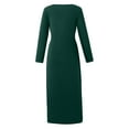 thumbnail image 5 of Amtdh Womens Dresses Casual Sexy Clothes Solid Color Sexy High Waist Split Party Dress for Women Summer Dresses for Women Long Sleeve V-Neck Knee-High Dress for Women Pullover Green S, 5 of 6