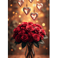 thumbnail image 4 of Toile de Fond de Vase de Fleurs Roses Rouges pour Photomaton, Arrière-Plan Romantique de Cœurs Suspendus, Bannière de Photographie de Mariage, Décorations de la Saint-Valentin, Événement, 4 of 4