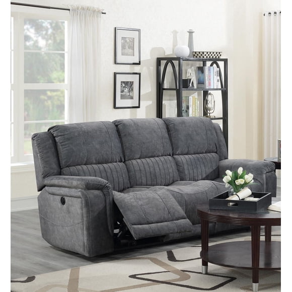 K-Living Washington Fabric Power Recliner Sofa with Wireless Charger in Grey