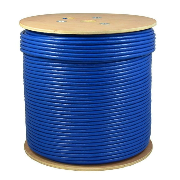 SolidLink 1000ft CAT6A S/FTP in-Wall (CMR Rated) UL Listed Bare Copper Solid 23AWG Conductor 550Mhz Fluke Tested Ethernet Wire (Blue)