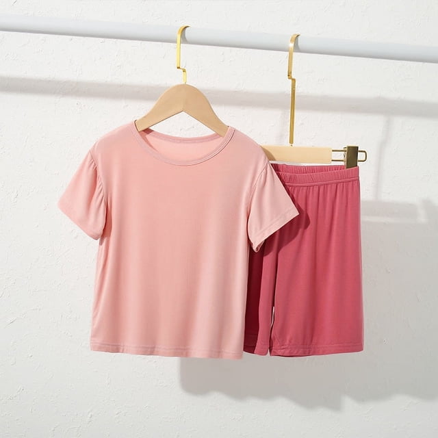 Pijamas de modal para padres e hijos, ropa de casa, pijamas de verano finos de manga corta, estilo coreano, traje para niños y niñas, transpirable