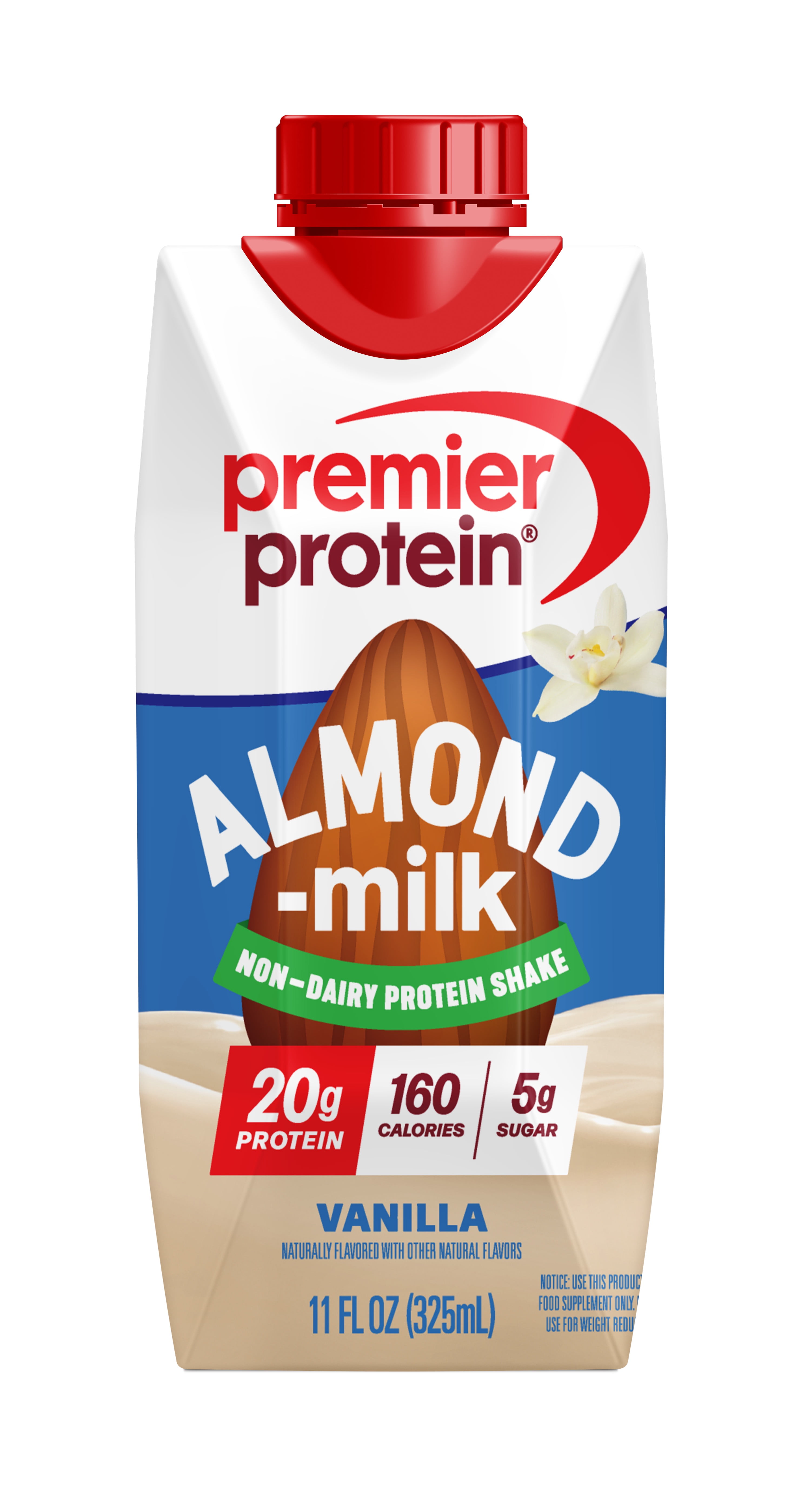 (3 pack) Premier Protein Almond Milk Shake, Vanilla, 20g Protein, 11 Fl Oz, 4 Ct