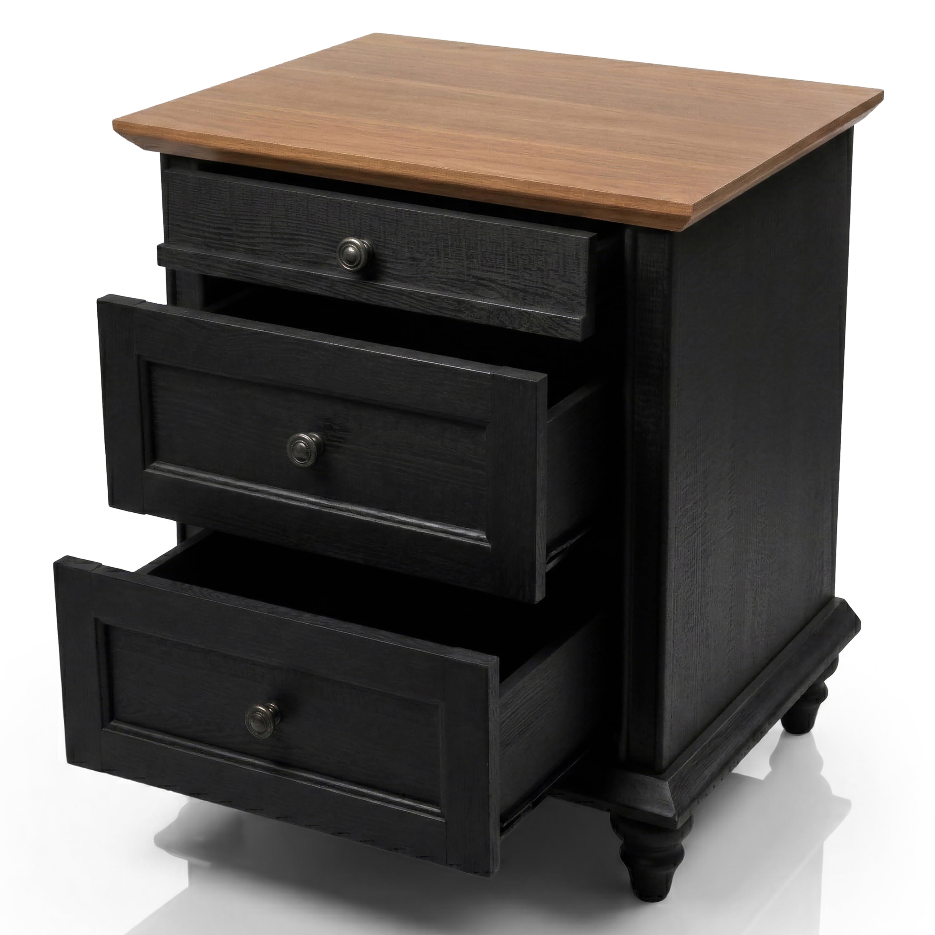 Furniture of America Calix Traditional Wood 3-Drawer Kids Nightstand, Black