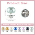 thumbnail image 2 of 1set 40pcs 8 colors Plastic Imitation Pearl Brooch Round Iron Pins Mixed color 12mm 5pcs/color, 2 of 6