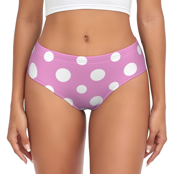 Balery Purple And White Polka Dot Ropa Interior de Algodón para Mujer con Dibujo – Braguitas Cómodas y Elásticas, Estilo Clásico-4X-Large
