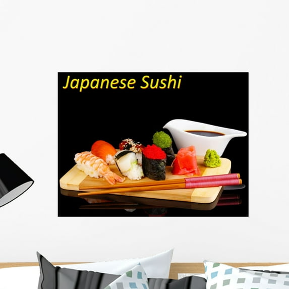 Delicious Sushi Served Wall Mural by Wallmonkeys Peel and Stick Graphic (24 in W x 18 in H) WM72740