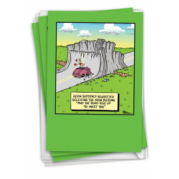 NobleWorks Pack of 3 Funny St. Patrick's Day Greeting Cards with Envelopes (1 Design, 3 Each) May The Road Rise Up C5206SPG-C3x1
