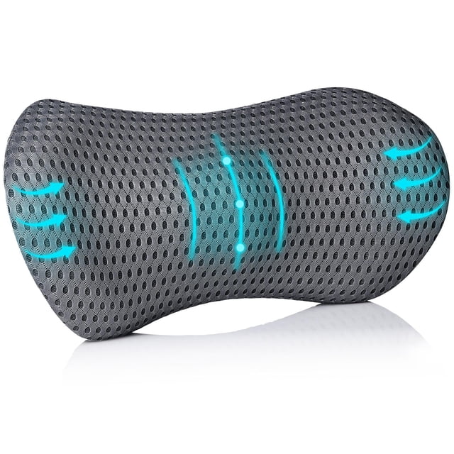 Lumbar Support Pillow, Memory Foam Back Support - Gift for Women/Men/Mom/Dad for Lower Back Pain Relief, Ergonomic Lumbar Back Pillow for Car Seat, Office Chair, Bed, Grey