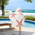 thumbnail image 3 of Yayeee Kids Hooded Towels Toddler Soft Absorbent Beach Bathing Wrap 50" x 23.5", White Starfish, 3 of 5