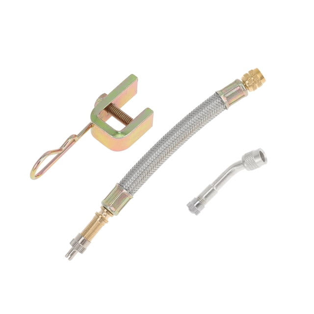 1 Set de extensión de válvula de llanta de cobre de 135 grados con extensor de vástago de válvula de llanta de acero inoxidable flexible de 140 mm para automóvil, motocicleta, RV, camión, bicicleta