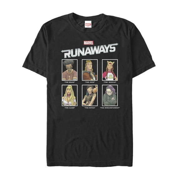 Men's Marvel Runaways Yearbook Portrait Graphic Tee Black 3X Large