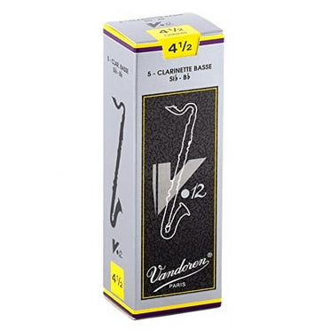 Vandoren Bass Clarinet V.12 Reeds, Strength 4.5, 5-pack