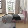 thumbnail image 3 of Zanmintaobo Upholstered Platform Bed Frame with Tufted Wingback, Twin Size, Pink, 3 of 8