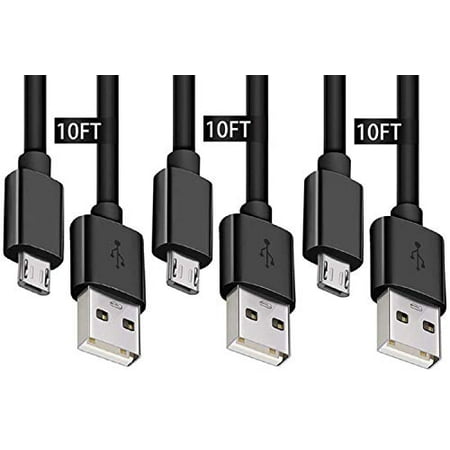 10FT Long?3-Pack] Android Charger Cable Fast Charge, High Speed Date Transfer Micro USB Charger Cable 2.0 Black, Charging (Best Date Widget Android)