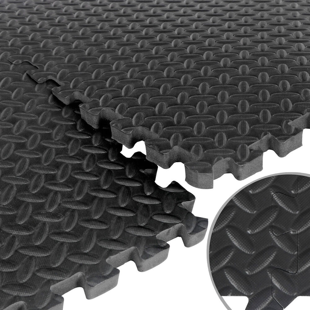 48pcsBlack Puzzle Exercise Mat w/ EVA Foam Gymnastics Gym Protective Floor Mat