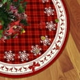 thumbnail image 4 of Christmas Tree Skirt, Holiday Tree Skirt, 90cm Multicolor Polyester Christmas Tree Surround with Snowflake Reindeer Digital Prints, Durable Soft Fabric Decoration for Home and Office, 4 of 7