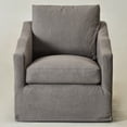 thumbnail image 2 of Slate Gray Slipcovered Swivel Barrel Accent Chair with Removable Cushions, Modern Upholstered Armchair, 2 of 18