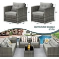 thumbnail image 2 of RoyalCraft Modular Collections Patio Arm Sofa Chir, Outdoor Grey Rattan Single Sofa Chair Set with Seat and Back Cushions, Aluminum Frame,Grey Cushion, 2 of 7
