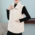 thumbnail image 5 of Fanxing Womens Polar Fleece Vests Winter Warm Fuzzy Sleeveless Zip Up Jackets Lapel Warm Sherpa Outwear with Pocket White 4XL, 5 of 6