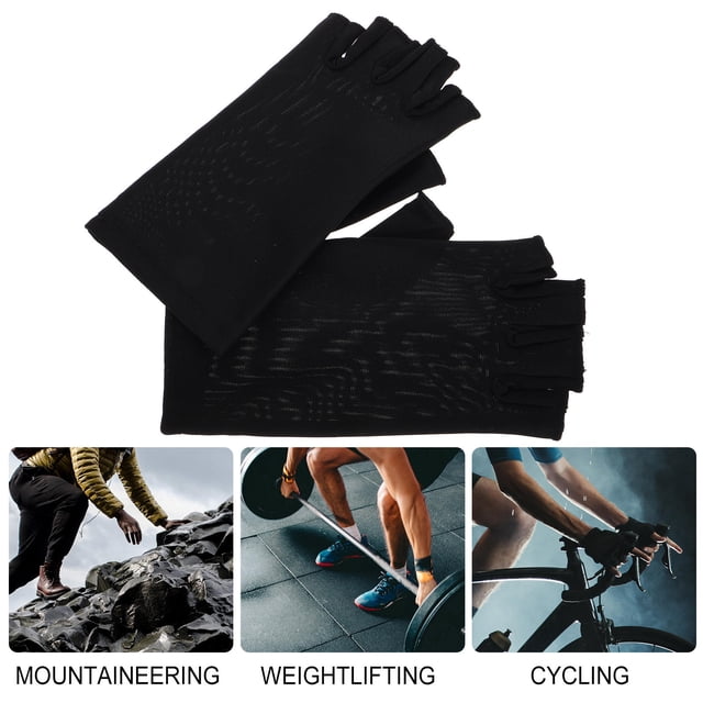 USHOBE 1Par Guantes Anti Uv Para Con Sin Dedos Y Protección Solar Color Negro
