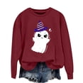 thumbnail image 4 of NMMUED Chandail d'Halloween pour Femmes, Chandails Surdimensionnés pour Femmes, Col Rond d'Halloween, Hauts Mignons pour Femmes, Chandails d'Halloween pour Femmes, Chandails Graphiques pour Femmes, Bourgogne 3TG, 4 of 4