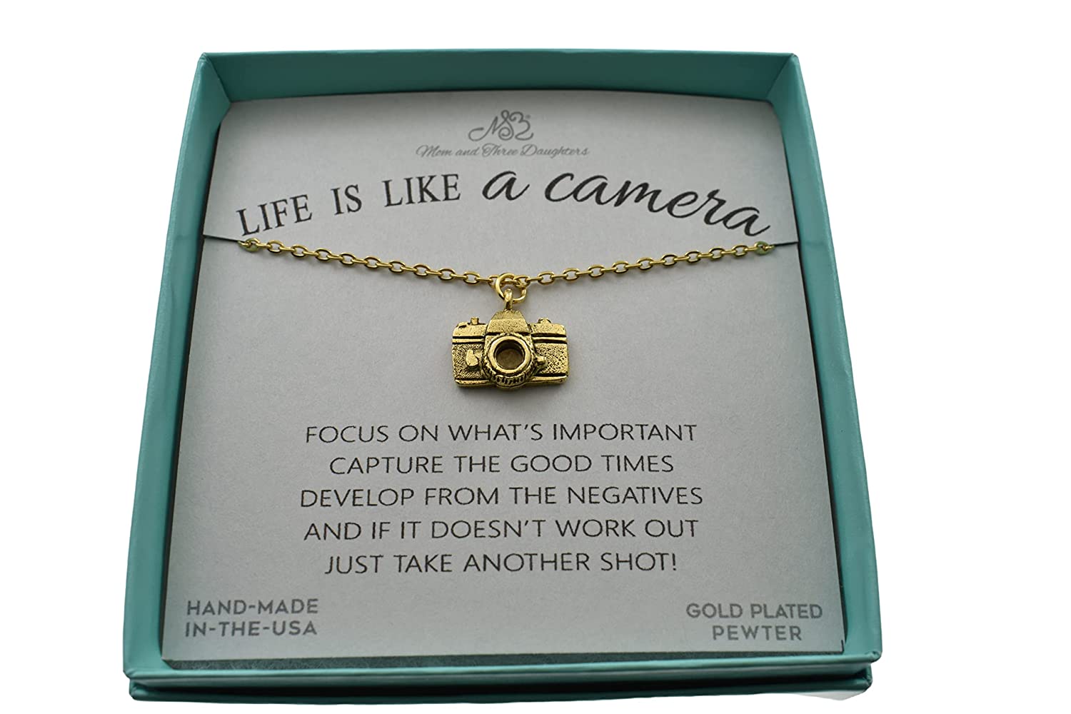 Camera Necklace in Gold Plated Pewter 