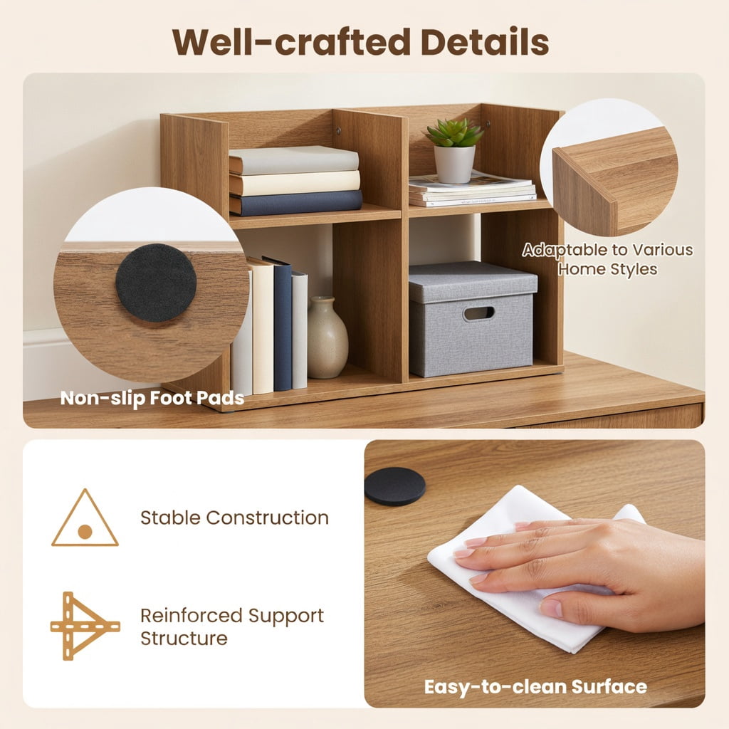 GVN Bookcases,6 Cubes Ladder Shelf Corner Bookshelf Storage Bookcase-Natural