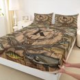 thumbnail image 4 of Castle Fairy Vintage Hunting Monogram K King Sheets 4pcs,Assorted Game Fish Duck Wreath Bedding,Hickory Tan,1 Fitted Sheet,1 Flat Sheet and 2 Pillowcases, 4 of 6