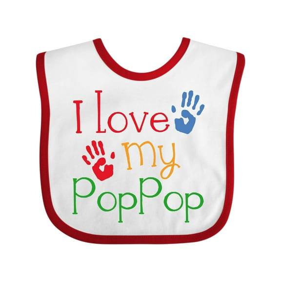 Inktastic Poppop Grandkids Handprints Boys or Girls Baby Bib