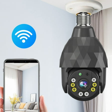 

Tiitstoy Wireless WiFi Light Bulb Camera 2MP Light Bulb Security Camera Smart 360 PTZ Bulb Security Camera APP Access and Alarm Notification Night Vision Black