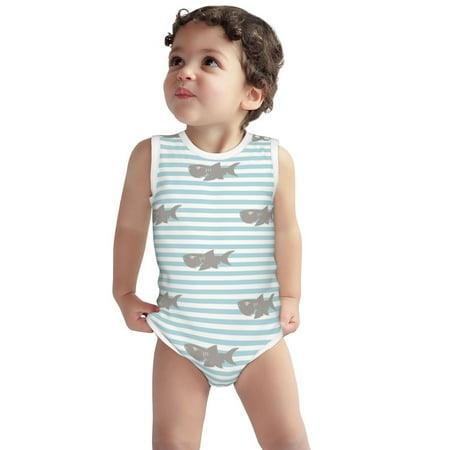 

Vsdgher Party Shark Cute Print Baby Unisex Baby Cotton Sleeveless Bodysuits Soft and velvety comfortable and breathable