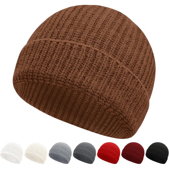 Minzimin Fisherman Beanies for Men Women Short Cuff Knit Beanie Winter Warm Hats Cap