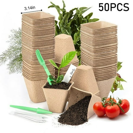 MYG Square Biodegradable Paper Pulp Peat Plant Pots Nursery Cup Garden ...