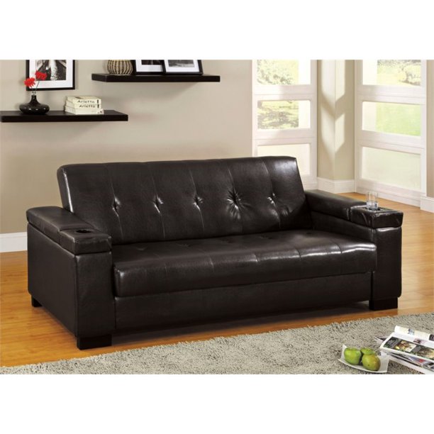 Furniture of America Cassia Sofa Bed in Leather, Espresso